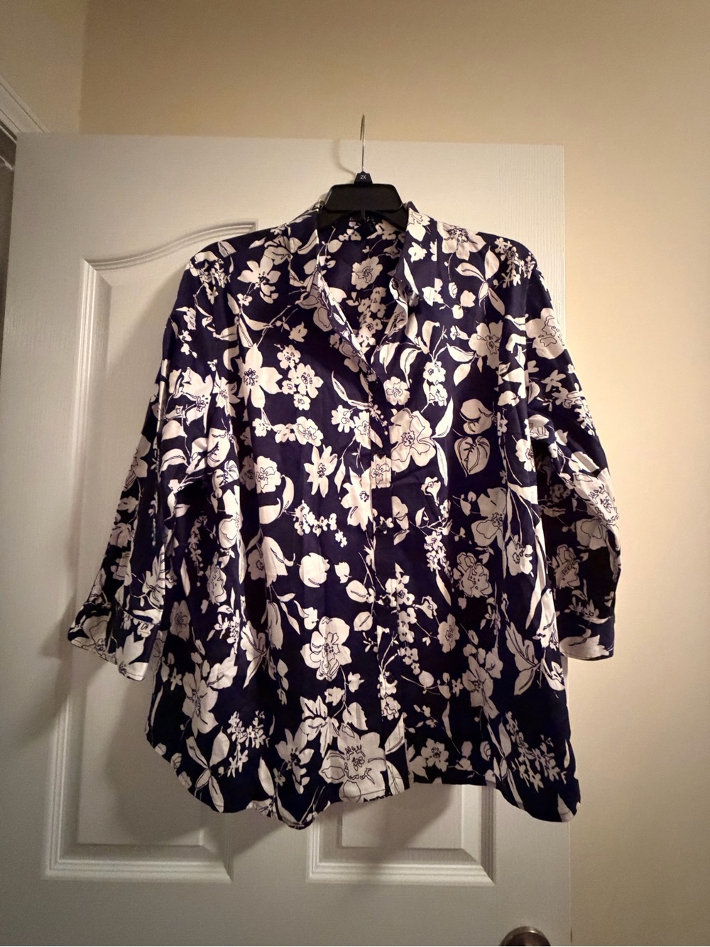 Ralph Lauren Navy and White Floral Button-Down Shirt